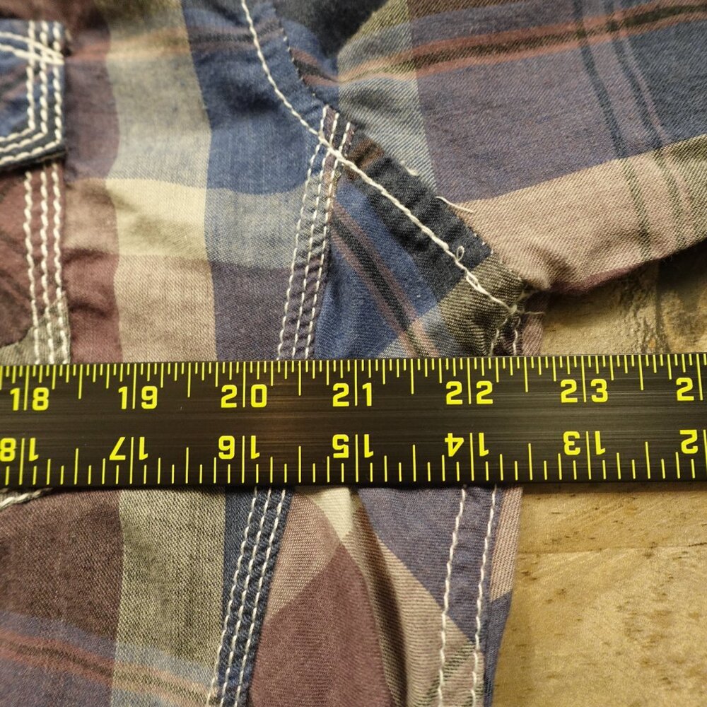 BKE Western Plaid Button-Up Shirt Men’s XL Burgundy Blue‎ Cowboy Casual - Picture 5 of 10